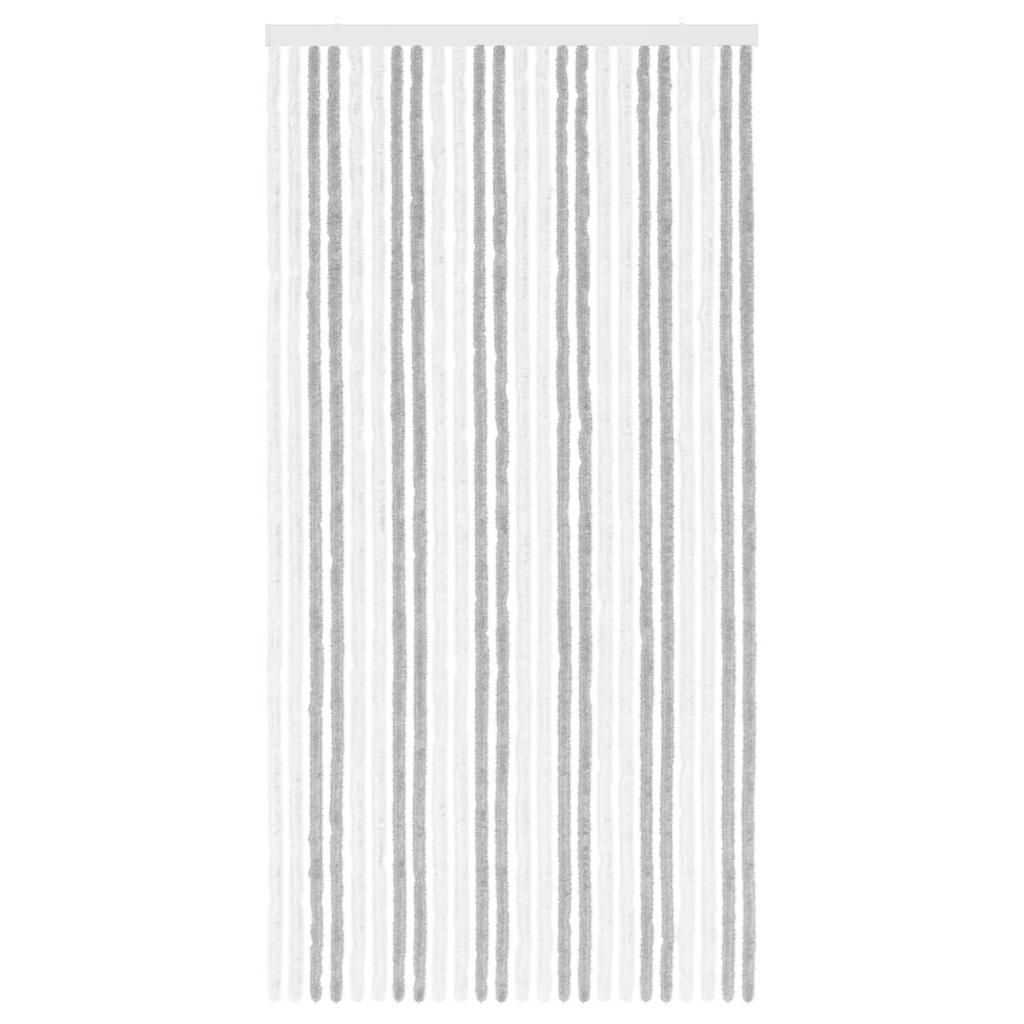 Insect Screen Door Curtain Chenille Light Grey and White 100 x 200 cm