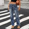 Женские повседневные модные однотонные джинсы прямого кроя с широкими штанинами, эластичной талией и карманами