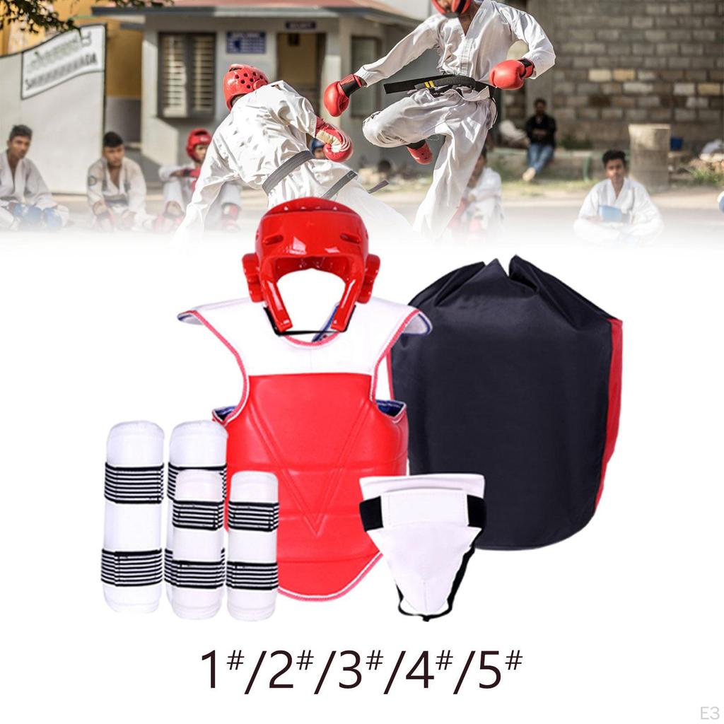 5 шт., защитное снаряжение для тхэквондо, бокс, защита для тела, пах, регулируемая мягкая подкладка, каратэ