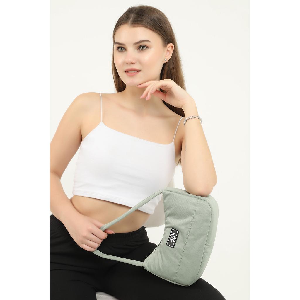 Black U11 Single Zipper Compartment Daily Sports Baguette Canvas Fabric Women's Hand And Shoulder Bag B:16E: 26