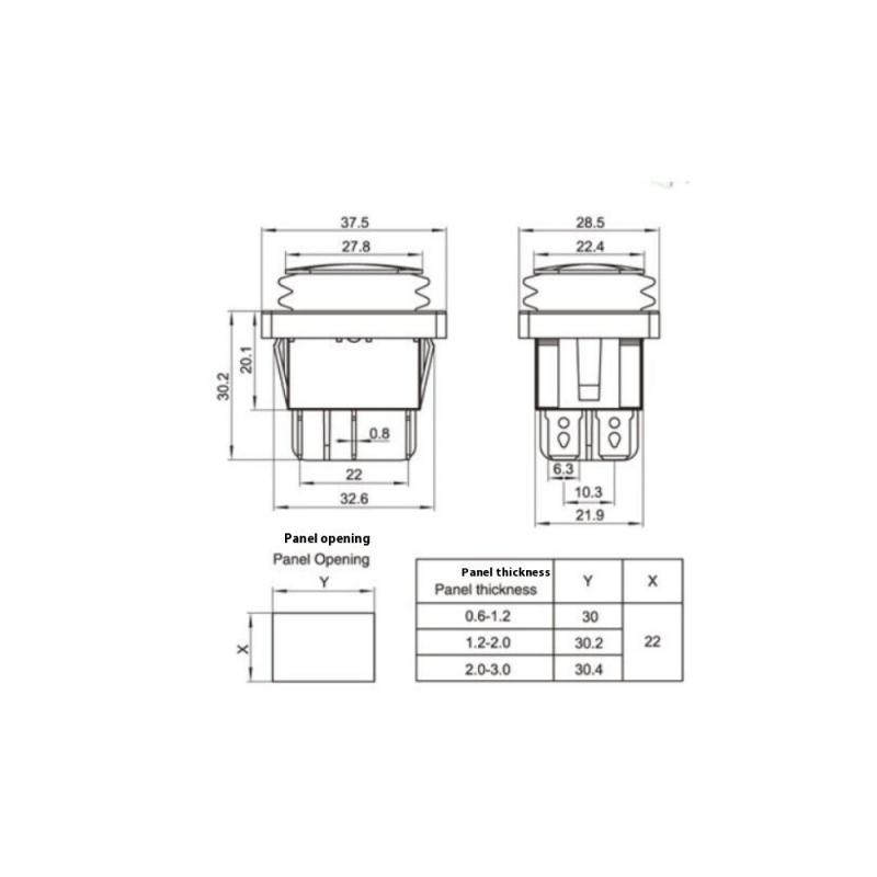 1 шт. T85 6-контактный Вкл Выкл Вкл 12В 220В Красный Зеленый Синий Свет Kcd4 Сверхмощный 16А 250В переменного тока 30X22мм Водонепроницаемый Рокерный Кнопочный Переключатель