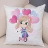 Cute Girl and Cat Pillowcase Car Ornaments Office Living Room Sofa Home Pillowcase