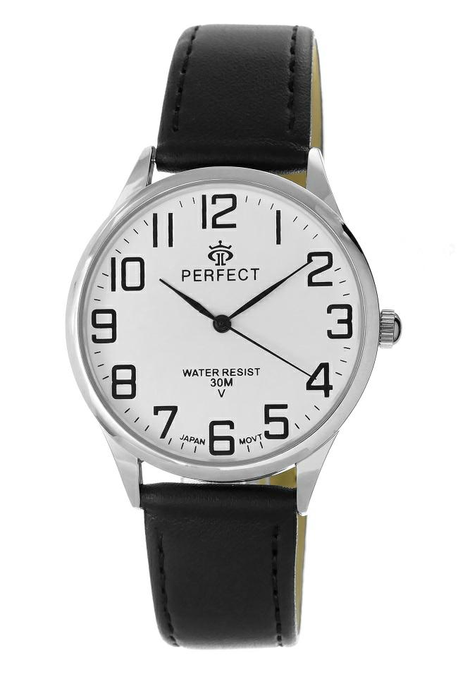 Perfect męski 452 xxl srebrna koperta, srebrna tarcza, czarny pasek