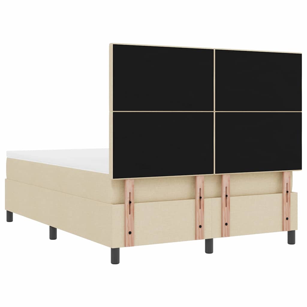 Box Spring Bed with Mattress Cream 140 x 190 cm Fabric