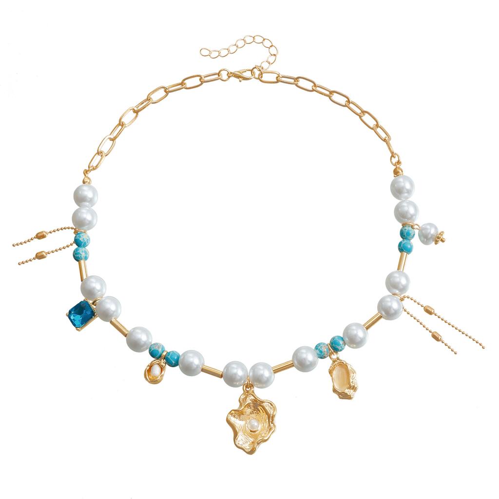 Jewelry Pearl Natural Stone Metal Tube Splicing Necklace Butterfly Love Shell Personalized Creative Items