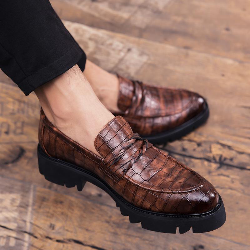 Men Casual Formal Business Leather Shoes Outdoor Men'S Shoes Fashion Black Retro Shoes Slip-On Mens Loafers Zapatos Hombre