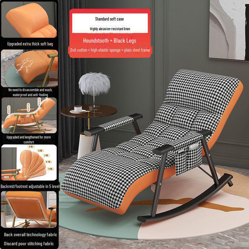 Легкое роскошное кресло-реклайнер: Складное кресло-качалка для гостиной или балкона, идеально подходит для отдыха и обеденных перерывов.