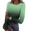 Women's  And Winter Slim Bottom T-shirt Fashion Casual Gradient Printing Round Neck Pullover Long Sleeve Top