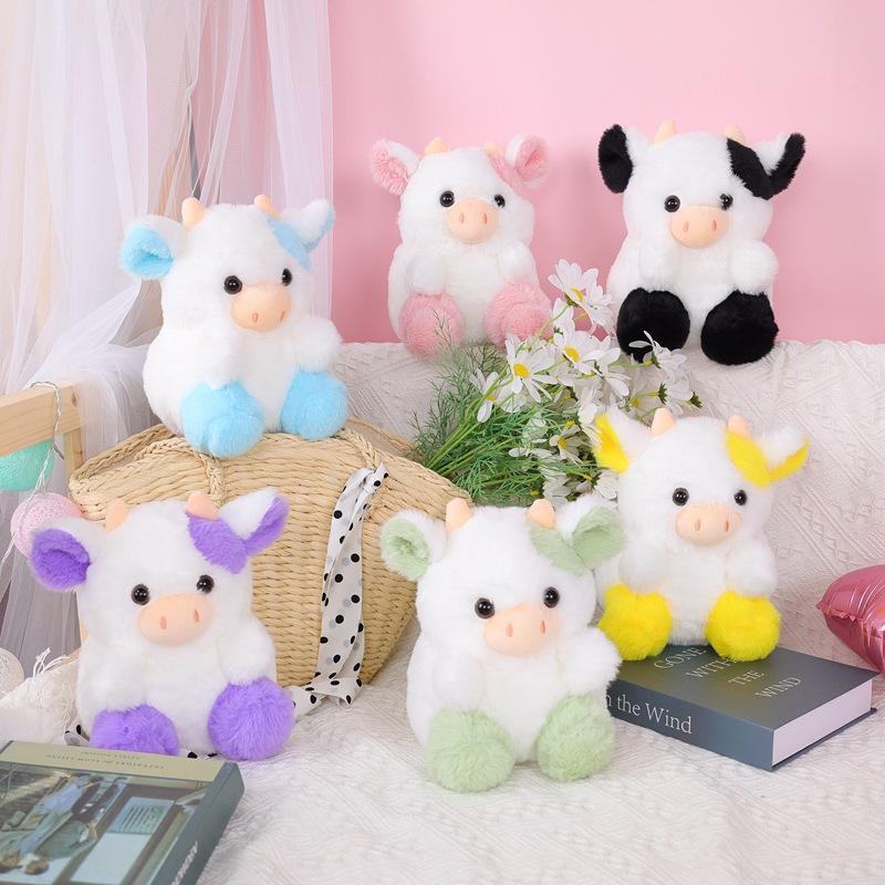 Плюшевая игрушка Kawaii Strawberry Cow для детей, мягкая кукла, разноцветная подушка, праздничный подарок, 20 см
