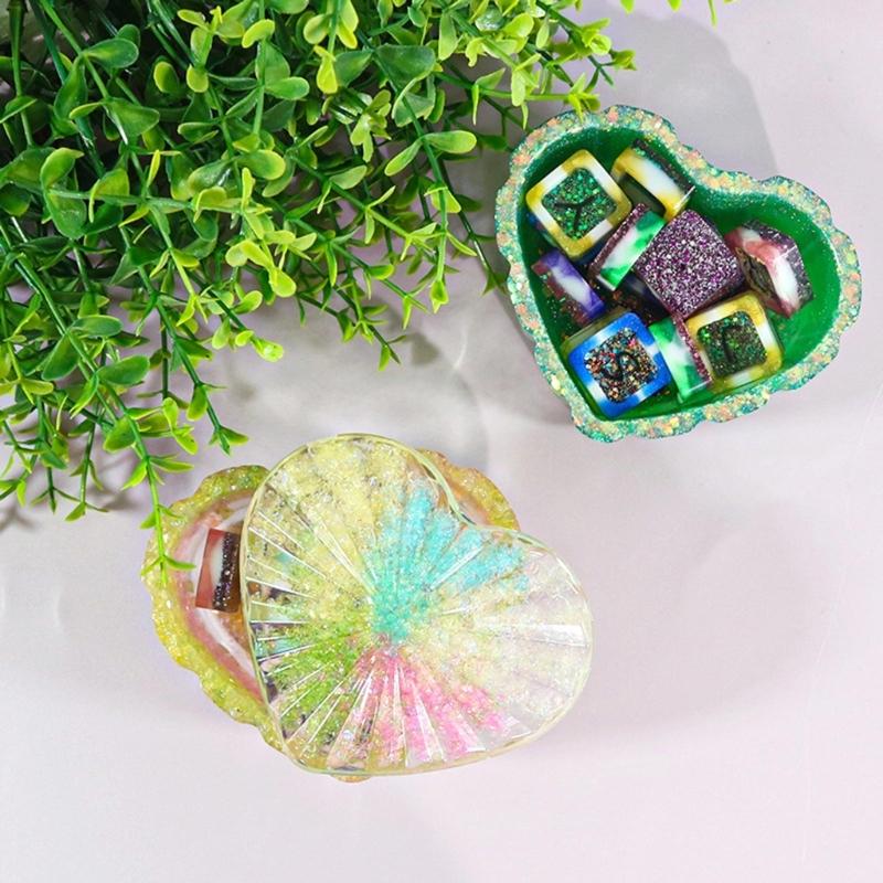 Heart Shaped Crystal Epoxy Storage Box Moulds Jewelry Gift Case Silicone Molds Storage Box Mold Silicone Material