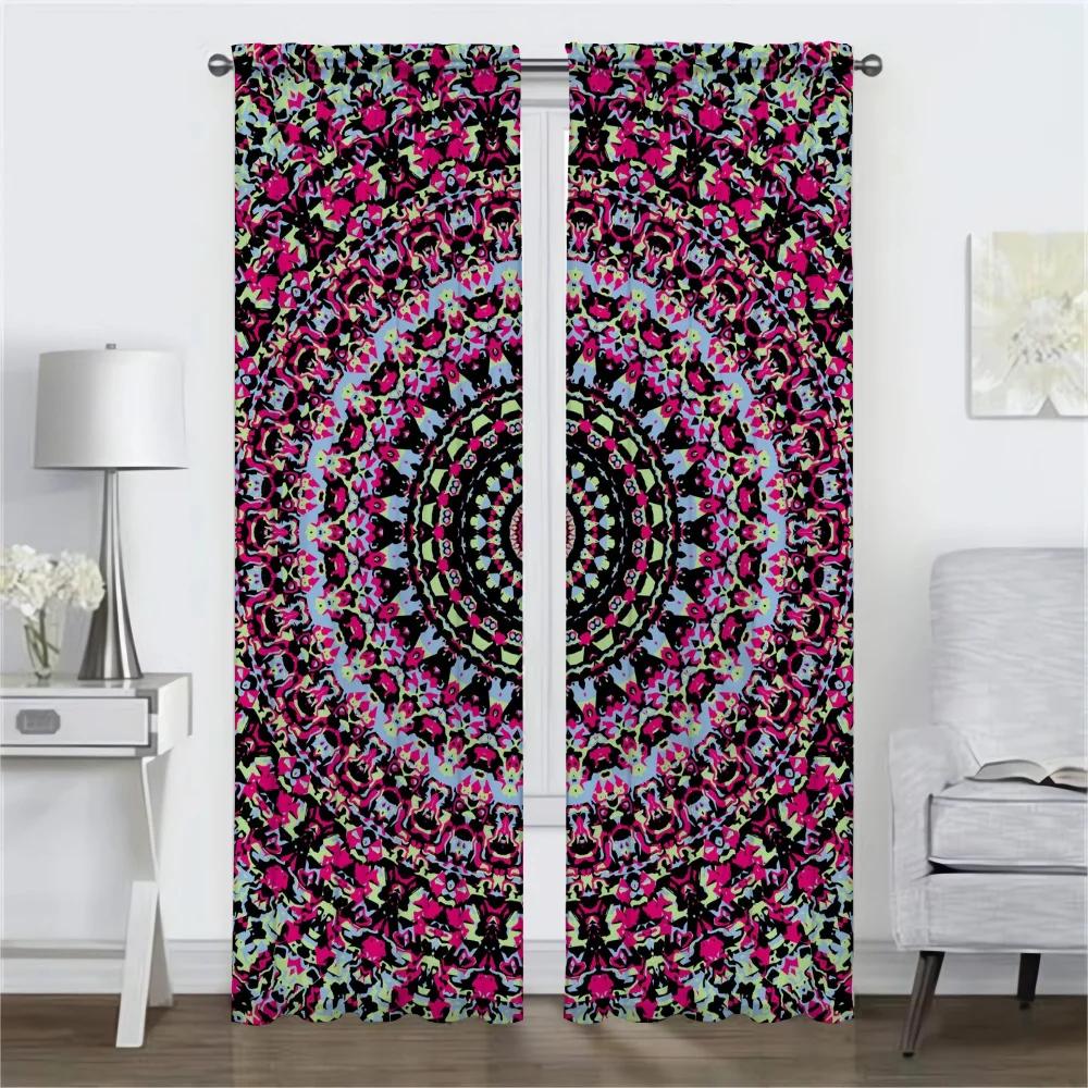 Шторы от комаров, 2 шт., яркие, с рисунком мандалы, современные шторы для гостиной, перегородки для камеры, затемняющие шторы