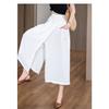 Summer Thin Style Loose High Waist Slit Lazy Style Casual Skirt Pants Hips and Thighs Thick Slimming Eight-point Wide-leg Pants for Women