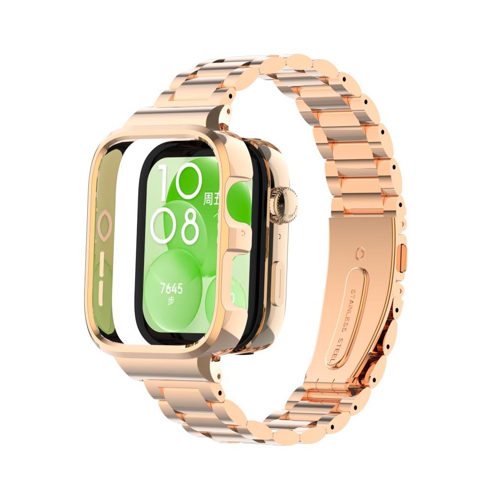 Защитный чехол из нержавеющей стали для смарт-часов Huawei Watch Fit 3, металлический браслет для huawei watch fit3 Band+Protect Cover