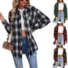 Women Plaid Shirt Long Sleeve Blouses Tops Collar Button Down Jackets Open Front Cardigan
