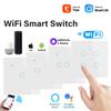 1/2/3/4gang TUYA Smart WiFi Switch Panel 86Type European Smart Touch Switch Home Light Wall Button Neutral Wire For Alexa Google