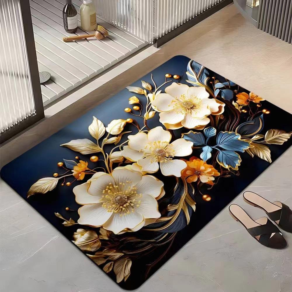 Light Luxury 3D Three-dimensional Flower Household Toilet Absorbent Mat Bathroom Toilet Diatom Mud Non-slip Carpet