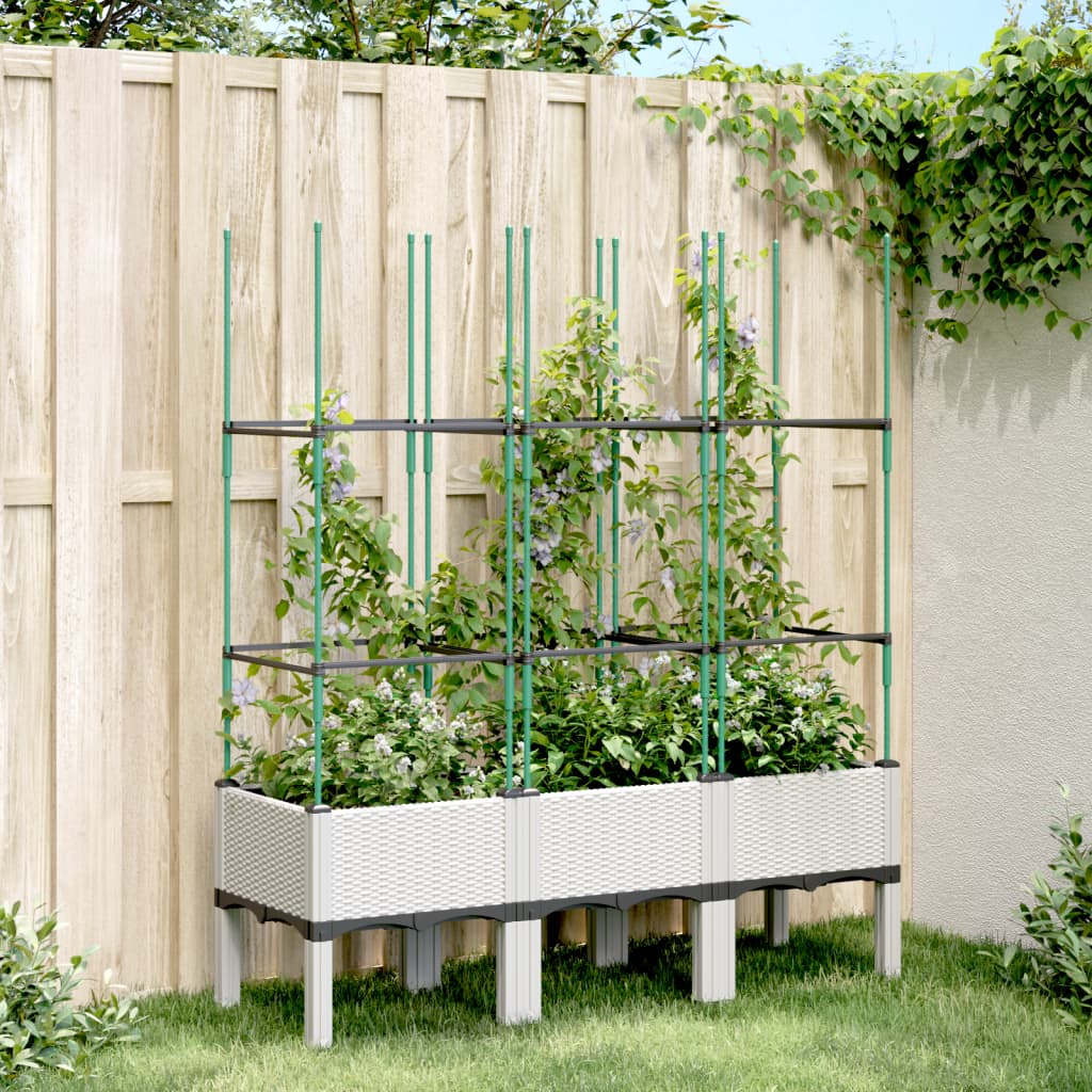 Planter with Trellis White 120 x 40 x 142.5 cm PP