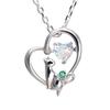 Necklace Heart Cat Dancing Stone Silver Selectable Birthstone [Future Angel] Women's [Aurora] (May Emerald)