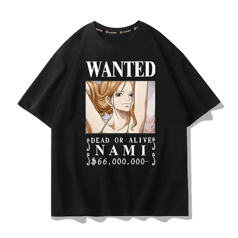 ONE PIECE Горячая Анимация Тренд Короткий Рукав Мужская Мода Тренд Бренд Уличный Свободный Пара Одежда Удобная Свободная