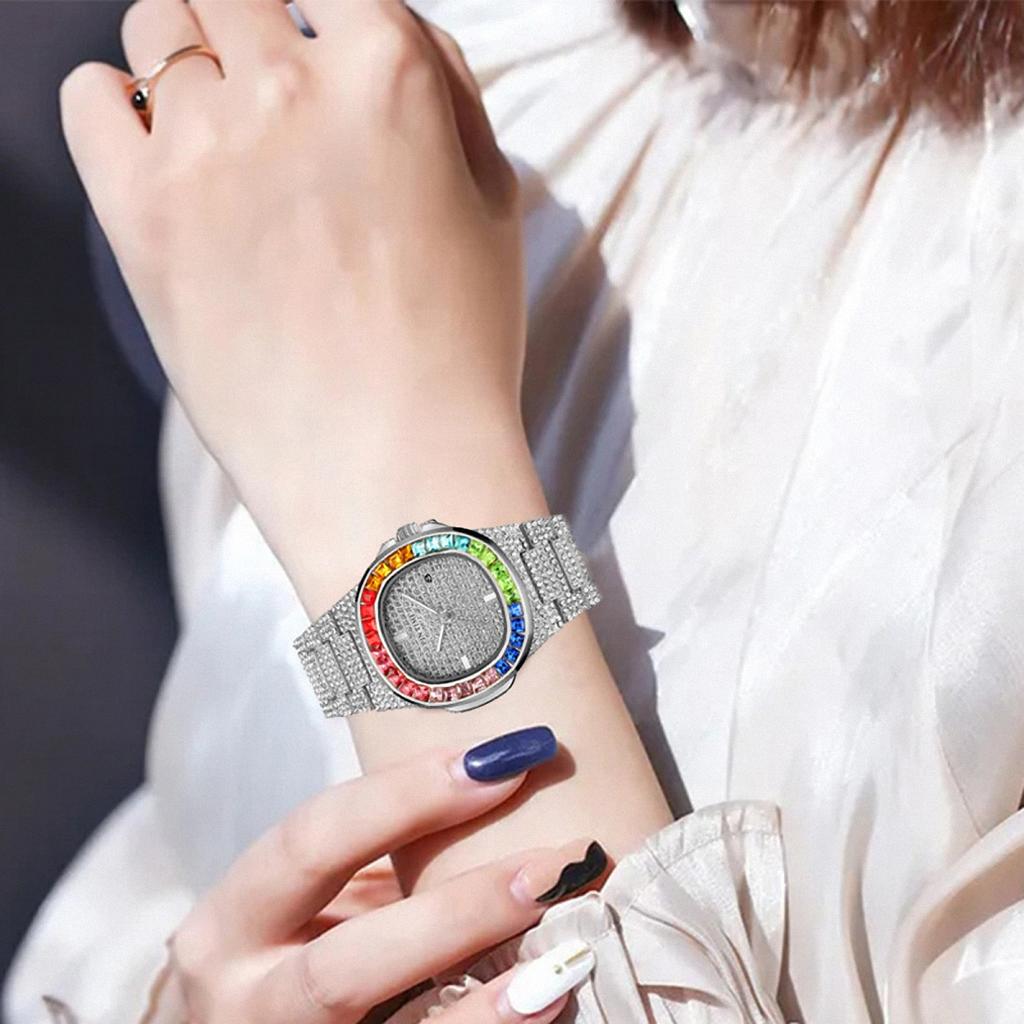 Мужские цветные кварцевые часы с бриллиантами, роскошные золотые серебряные мужские наручные часы с большим циферблатом, спортивные деловые часы Relogio Masculino