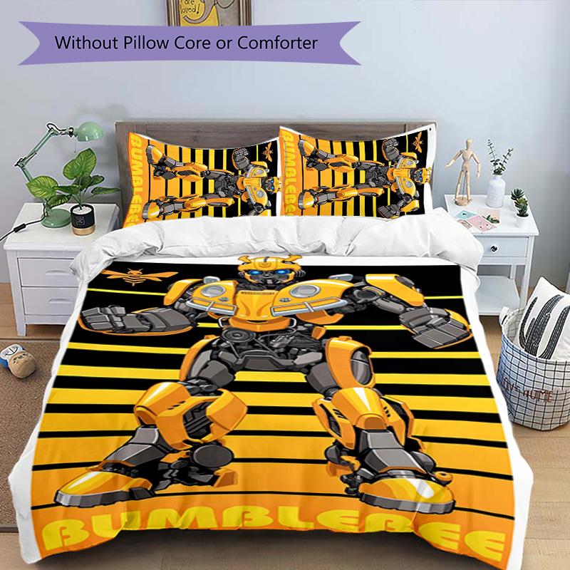 3pcs Bumblebee pattern bedding set duvet cover set includes duvet cover &pillowcases, perfect all season bedroom decoration & gift
