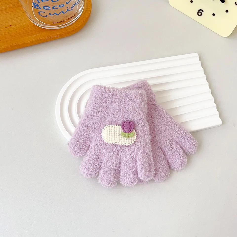 1 пара теплых милых детских перчаток для мальчиков и девочек, милые перчатки с изображением животных из мультфильмов, медведей и кроликов для детей, осенне-зимние теплые утолщенные плюшевые перчатки