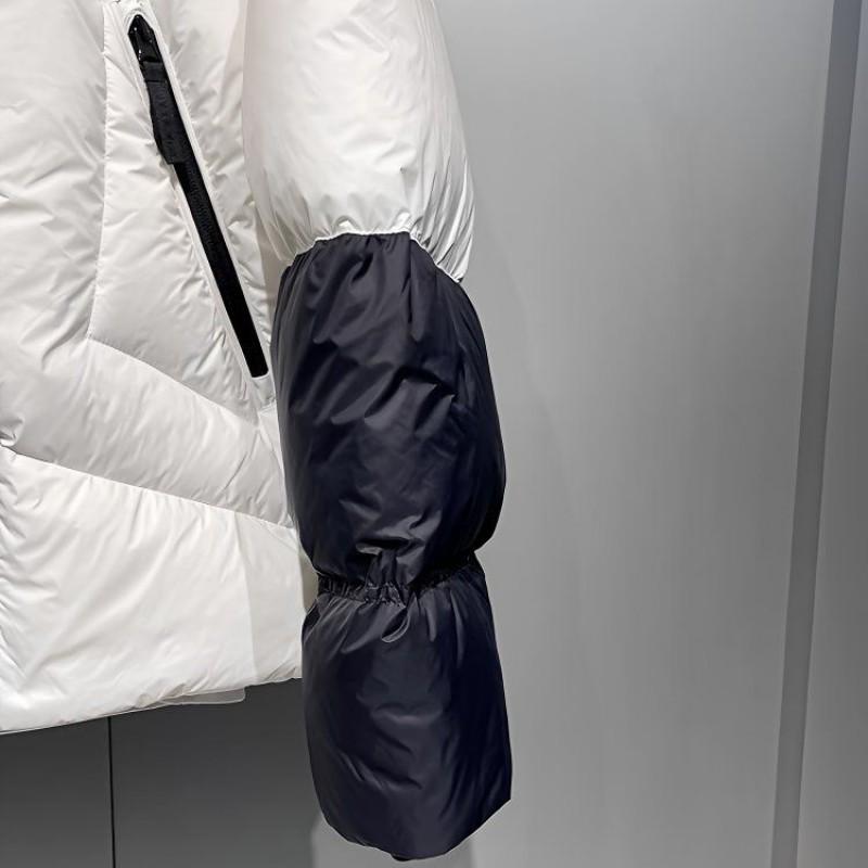 2025 Winter US Couple Puffer Jacket Short Stand Collar Spliced Cotton Coat Men Women