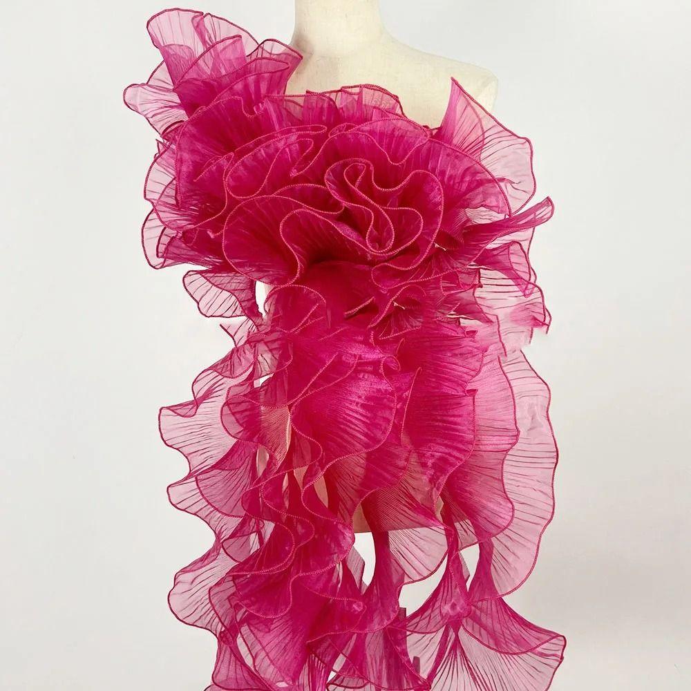 2yard Organza Lace Trim Fabric 13cm Wide Sewing Accessories New Pleated Ruffles Material
