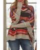 Azura Exchange Multicolor Western Aztec Striped Mock Neck Dolman Sleeve Top