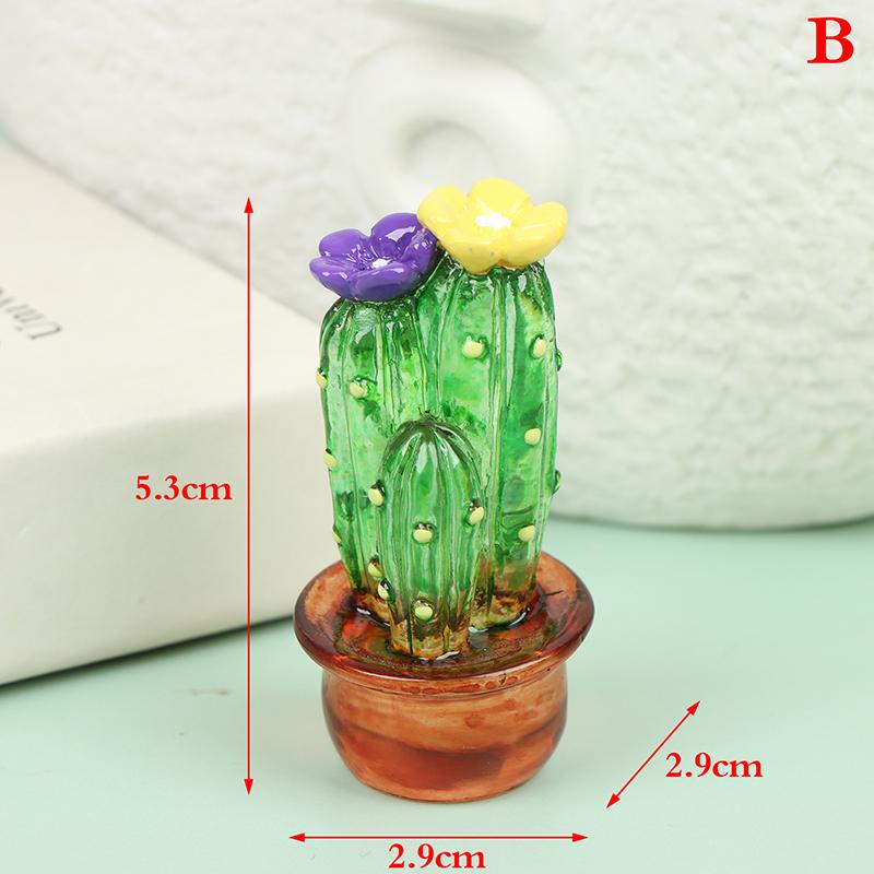 Glass Cactus Figurines Ornaments Mini Bonsai Decor Cute Miniature Desktop Craft