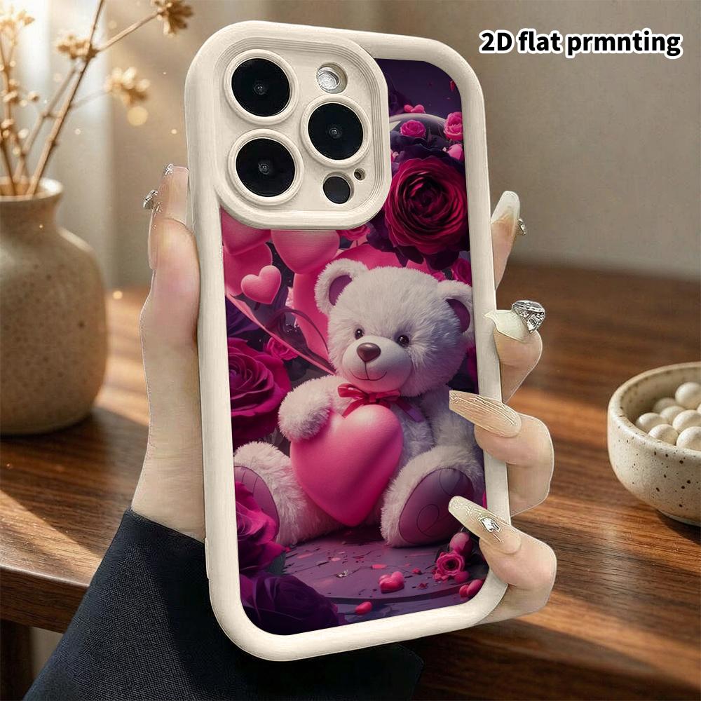 Чехол для телефона: 2D плоский дизайн, подходящий для iPhone 18 17 16 15 14 13 Pro, защитный чехол с защитой от ударов, плюшевый мишка, рождественский и хэллоуинский подарок