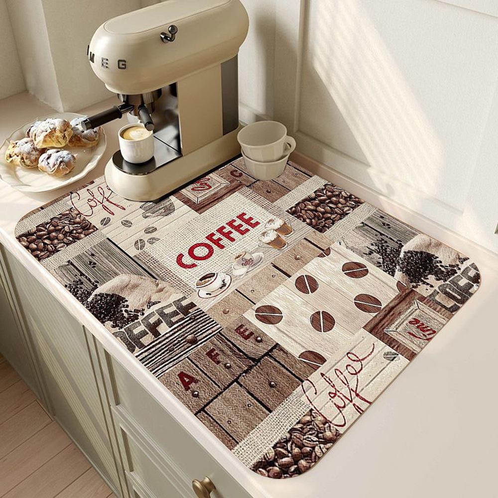 Coffee Bar Mat Rubber Dish Drying Mat For Kitchen Counter for Home Bar Kitchen Mat Coffee Bar Decorative Coffee Dish Drying Pad