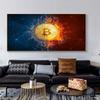 Burning Bitcoin Canvas Painting Nordic Dollar Money Posters and Prints Wall Art Pictures for Living Room Vintage Decor No Frame