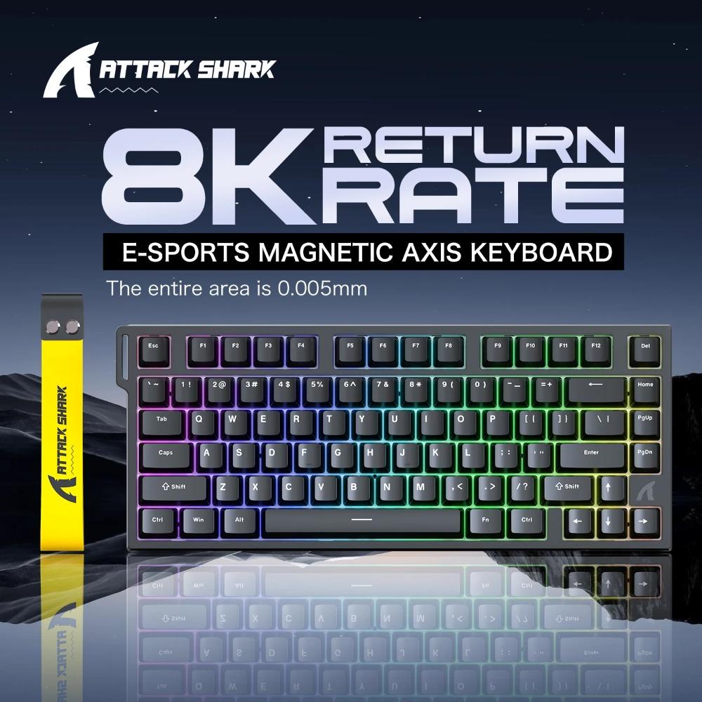 ATTACK SHARK R82 HE 75% Magnetic Keyboard 8000Hz Rapid Trigger 0.005mm RT 0.08ms Latency RGB Wired Gaming Keyboard RGB Lighting
