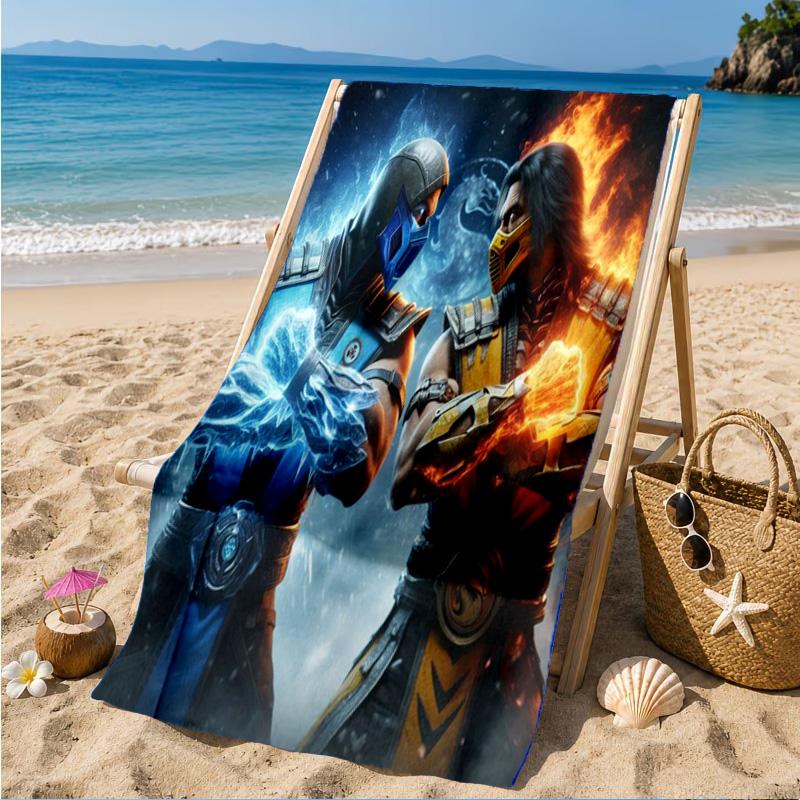 Dark Warrior's Mortal Kombat Beach Towel, Quick-drying, Easy to Care for, Suitable for Both Fitness and Beach Vacations,Sports Essential