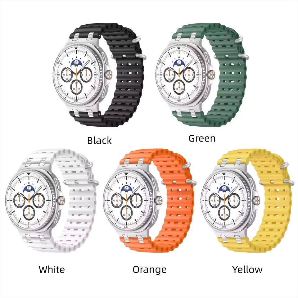 Ocean Silicone Sports Band For Samsung Galaxy Watch 9 40mm 44mm Strap For Galaxy Watch 8 40mm 44mm Classic 46mm Unisex Watchband Correa Bracelet