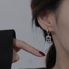 Xiangyun Ping An Lock Earrings Simple Temperament Versatile Earrings Chinese Wind Ear Jewelry Gift for Girlfriend