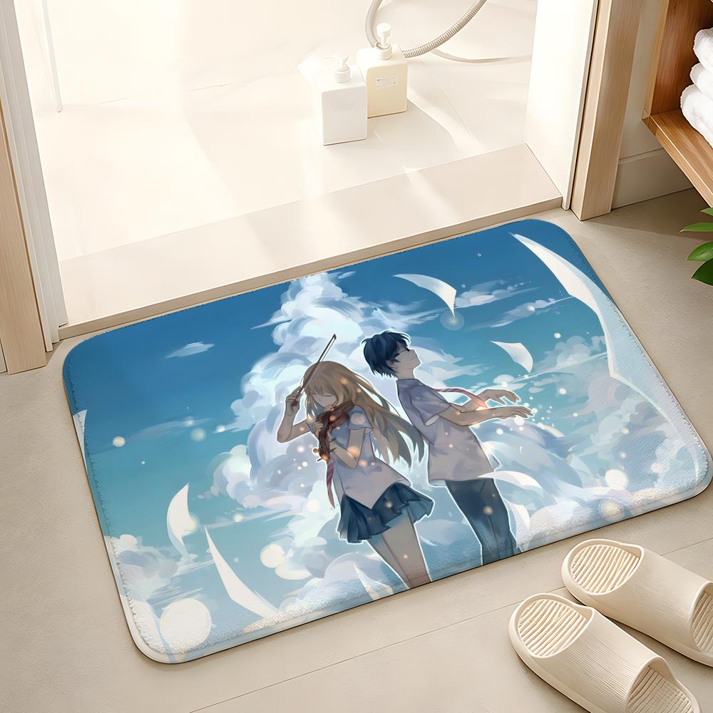 Your Lie in April Floor Mat Floor Mat Soft Flannel Non-Slip Door Rug for Living Room