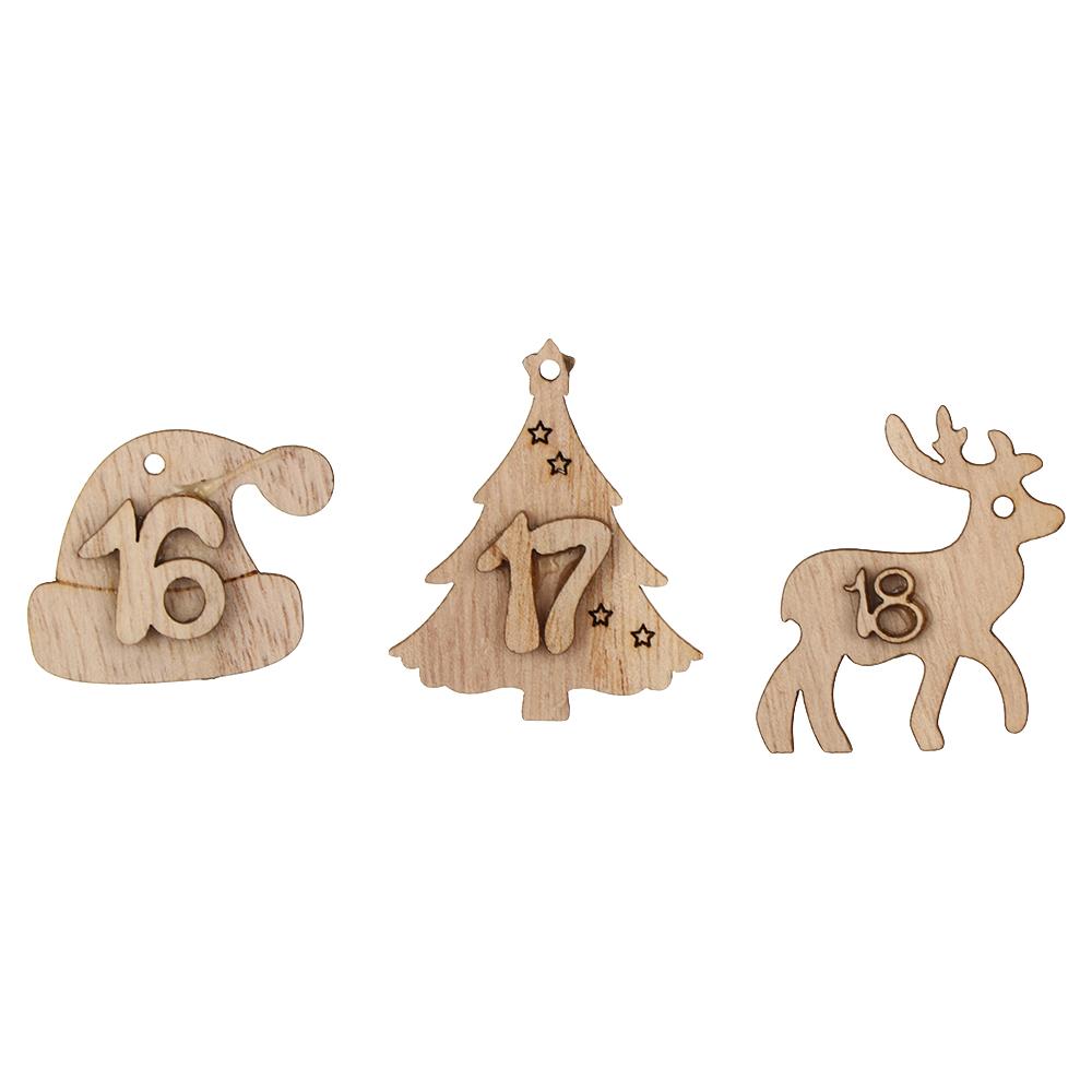 Bags Decor Ornament Number Label Wooden Pendant Christmas Advent Calendar Countdown Hanging Tags