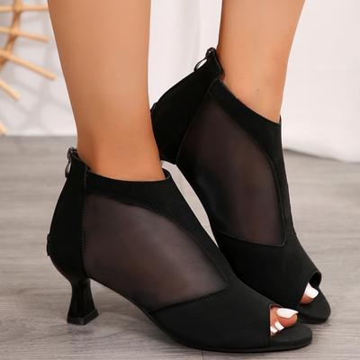 Сетчатые дышащие туфли для латинских танцев для женщин, резиновые сандалии с жесткой подошвой и каблуком 6 см, летняя модная обувь для джаза, самбы, танго 2024 года