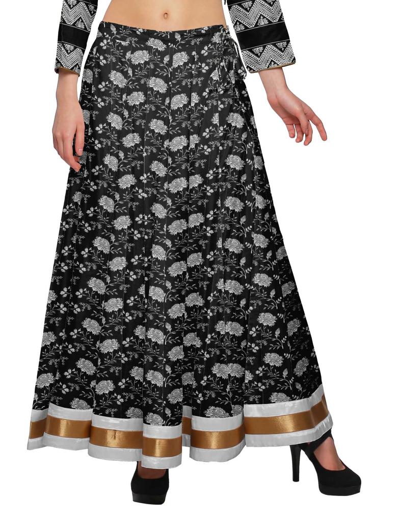 Moomaya Two Piece Long Skirt And Crop Top Printed Indian Ethnic Set For