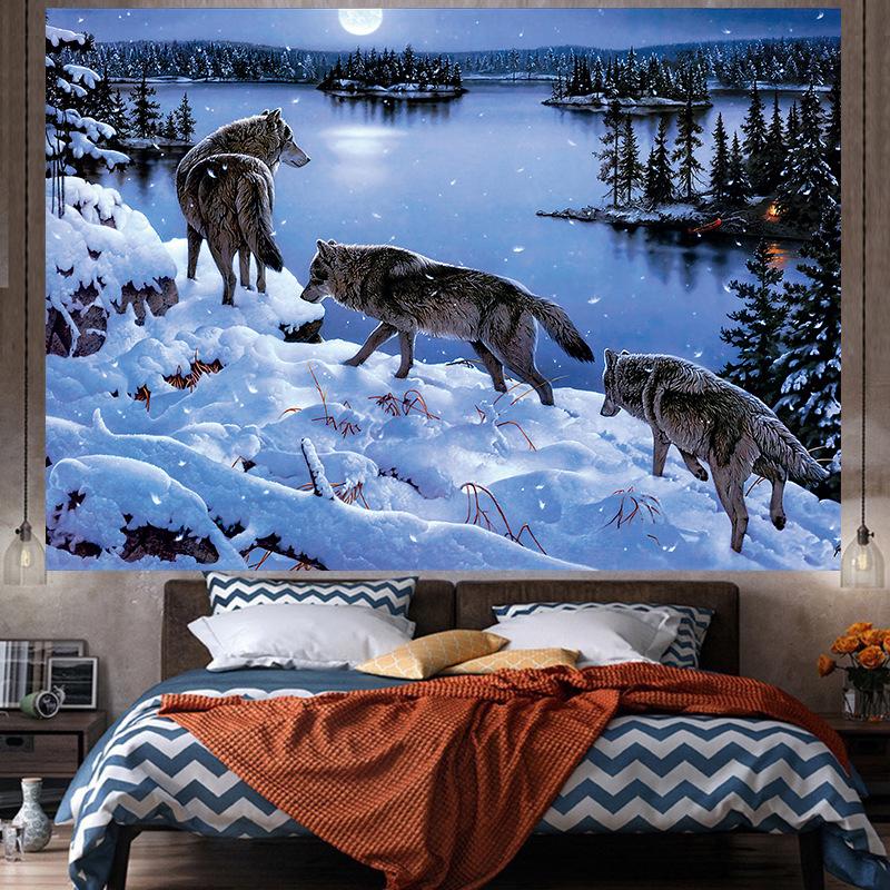 Большой гобелен с изображением животных, настенный гобелен с геометрическим рисунком, хиппи, домашний декор, эстетическое украшение