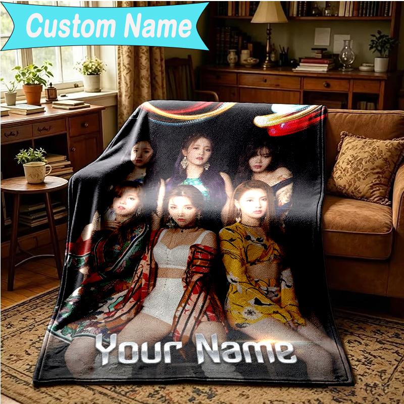 1PC Custom Name Blanket Kpop idle Flannel blankets Patterns Throw Blanket All-Season Soft Gift for Couch, Bed, Camping, Birthday gifts
