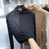 Женские весенне-осенние топы с низом большого размера, однотонные, холодные, тонкий тонкий топ, женские универсальные эластичные кружевные топы