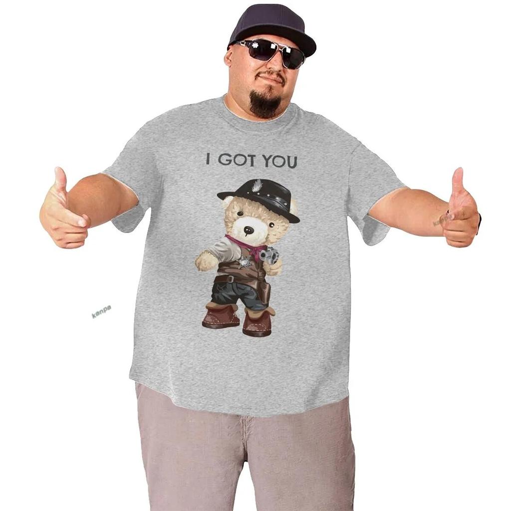 Plus Size S-6XL for 50-135KG Super Cool Cowboy Doll Bears Funny Printed Men T-Shirts Short Sleeves Summer Breathable Tees Clothing