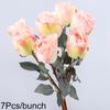 7pcs Burnt Edge Lifelike Rose Flower Branch 64cm Artificial Flowers Elegant Wedding Bouquets Dried Rose Desktop Ornament