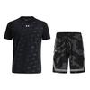 Quick-Dry Knitted Short Sleeve T-Shirt Camouflage Shorts Casual Sports Set Unisex Sets Black 21500531-001+24500210-001