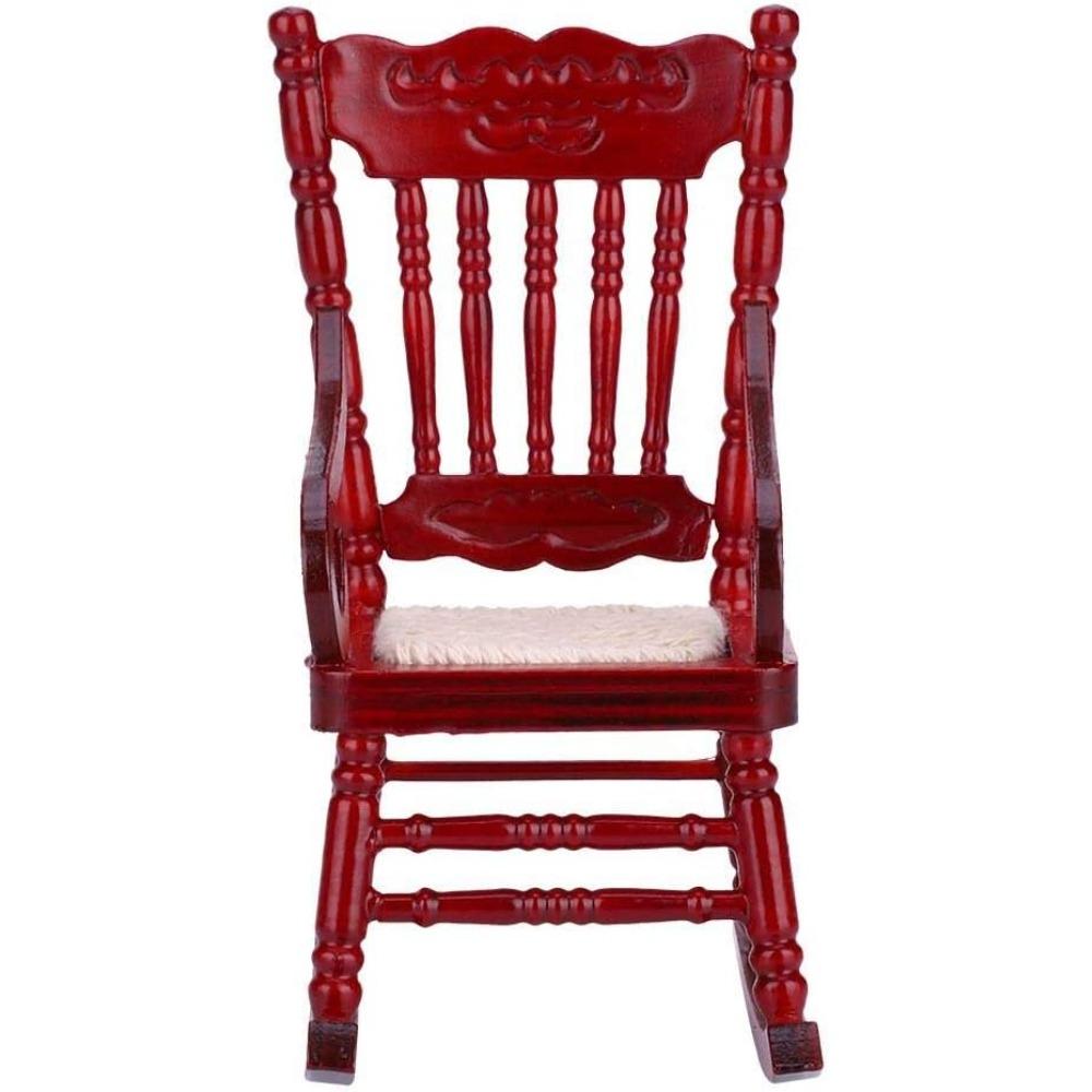 Маленькое кресло-качалка для кукольного домика, 1:12 миниатюрных кукольных домиков, винтажная деревянная модель, плетение кресла-качалки для кукольного домика, аксессуары, декор, игрушки