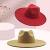 Autumn And Winter Big-Brimmed Felt Hat Peach Heart Top Fashion Casual Flat Top Hat Men'S And Women'S British Woolen Jazz Hat