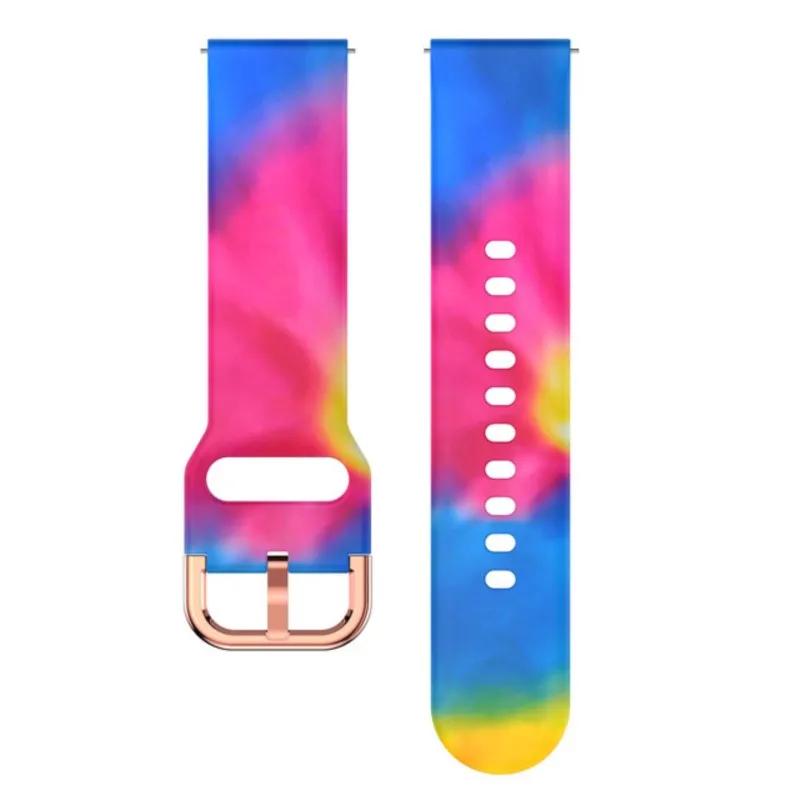 Силиконовый ремешок для Amazfit GTS/4/3/2/2e/Mini/GTR 4/3/Pro/2/2e 42мм/47мм stratos 2/3 с принтом Браслет Amazfit bip 20мм 22мм Ремешок